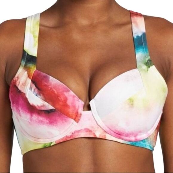 Calia Women’s Underwire Bikini Top Watercolor Multi Size 38D NWT - Picture 1 of 9